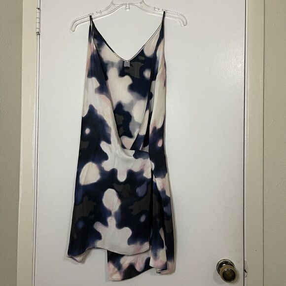 3.1 Phillip Lim silk blue ivory graphic abstract scoop back slip dress size 6 - Picture 5 of 6